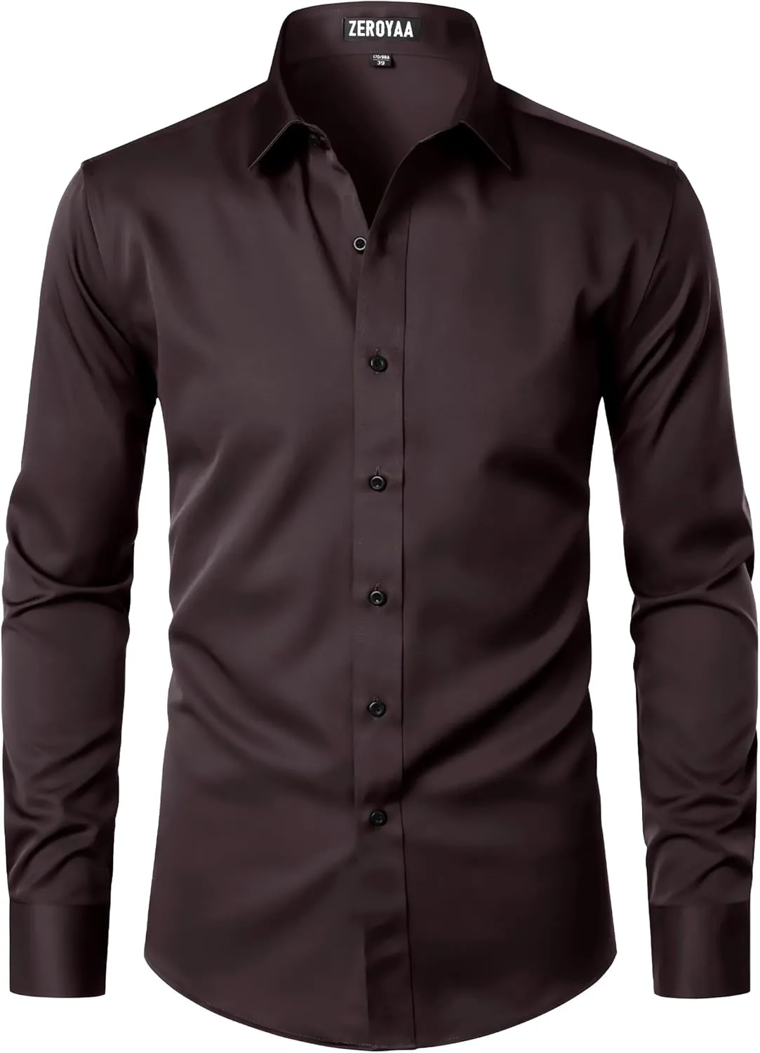 ZEROYAA Men's Long Sleeve Dress Shirt Modern Slim Fit Wrinkle-Free Casual Business Button Up Shirts